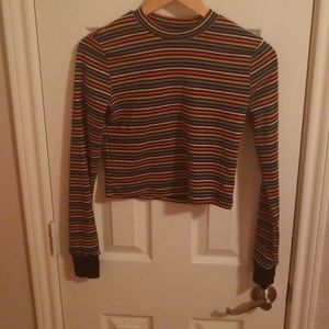 Long Sleeve Rainbow Crop Top